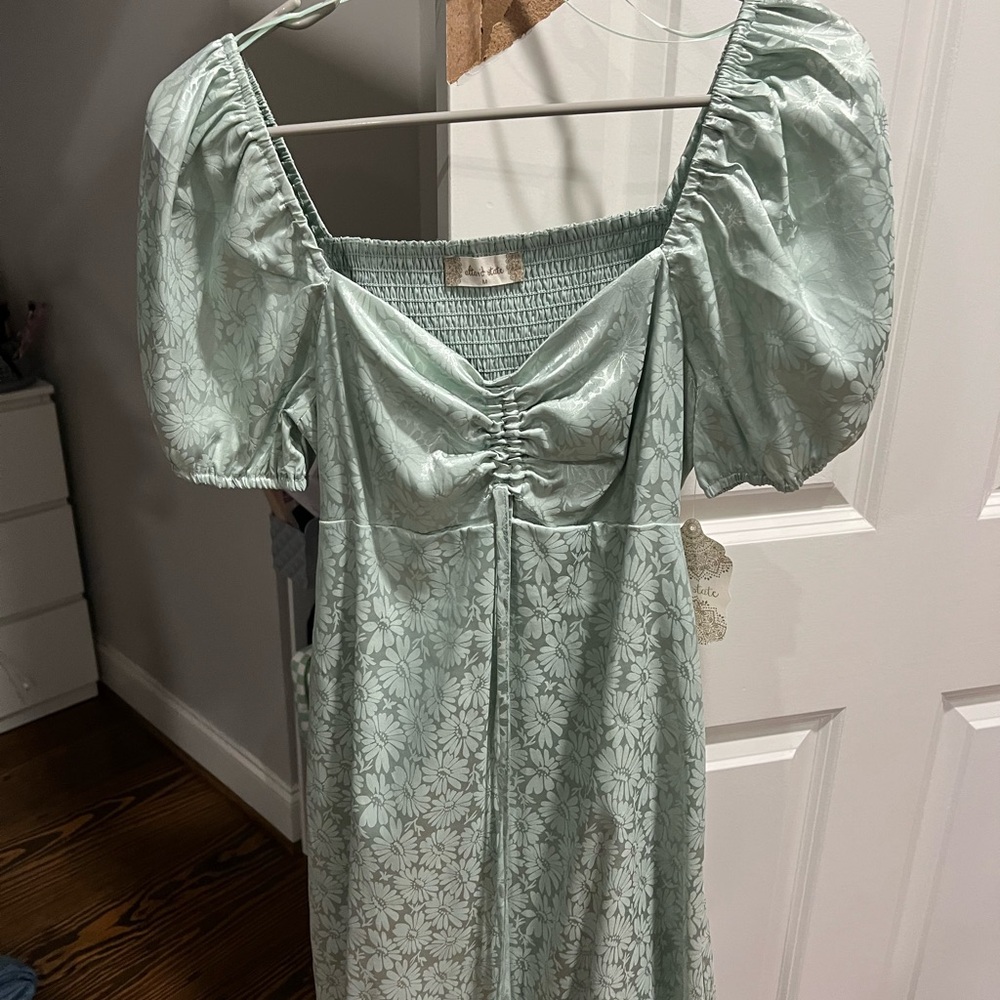 Altar'd State Light Green Floral Smocked Top